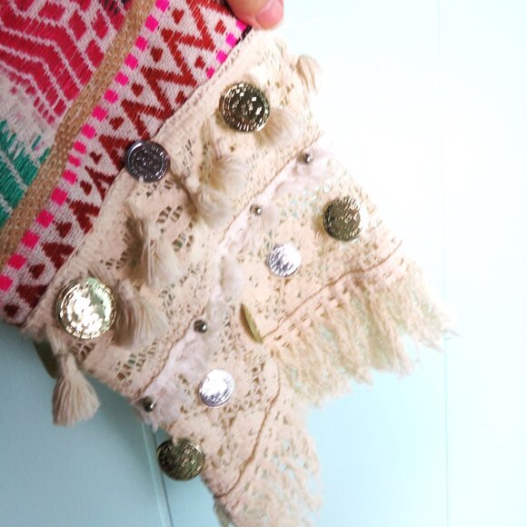 Southwestern Print Jacket Open Front Coat Caftan Sleeves Multi-Colors Size Large - Picture 7 of 9